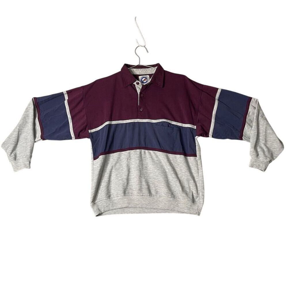 Vintage Greenline Intl Men's L Striped Long Sleeve Polo Vintage 80s 90s Grunge